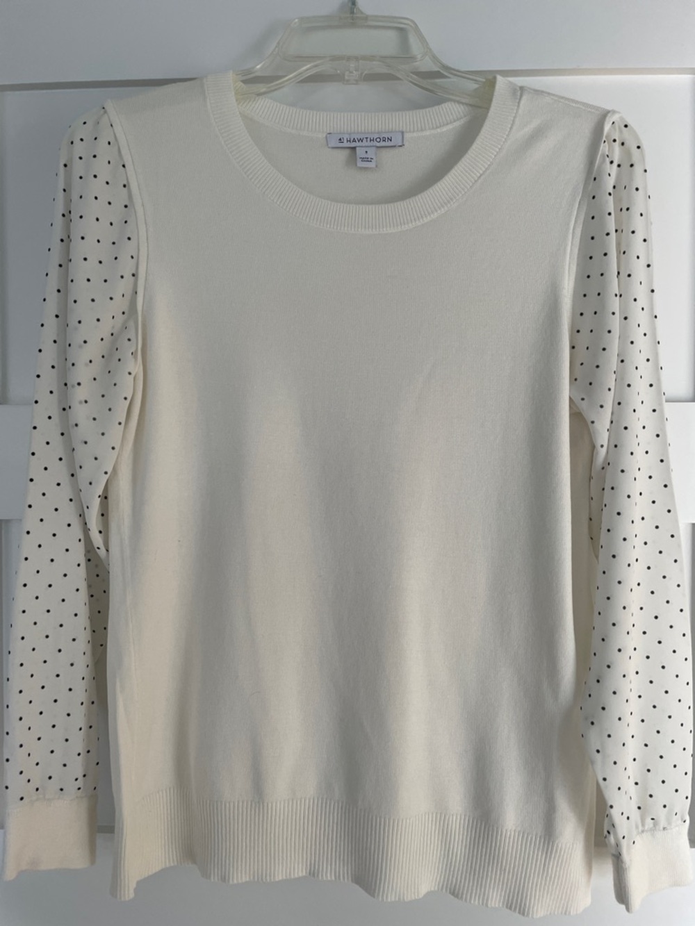 41 Hawthorn Cream Knit Top with Ribbed Neckline NWOT